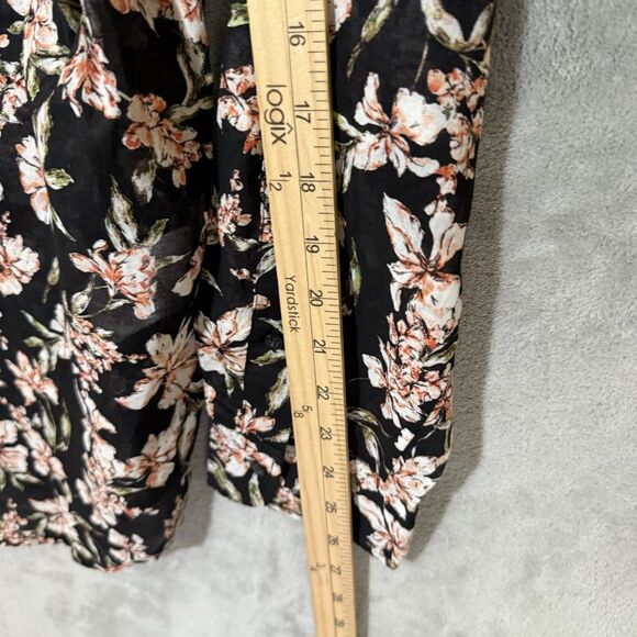 Lauren Ralph Lauren Top Plus 2X Semi Sheer  Sleeves Dark Floral Collared Bloom - Picture 5 of 10